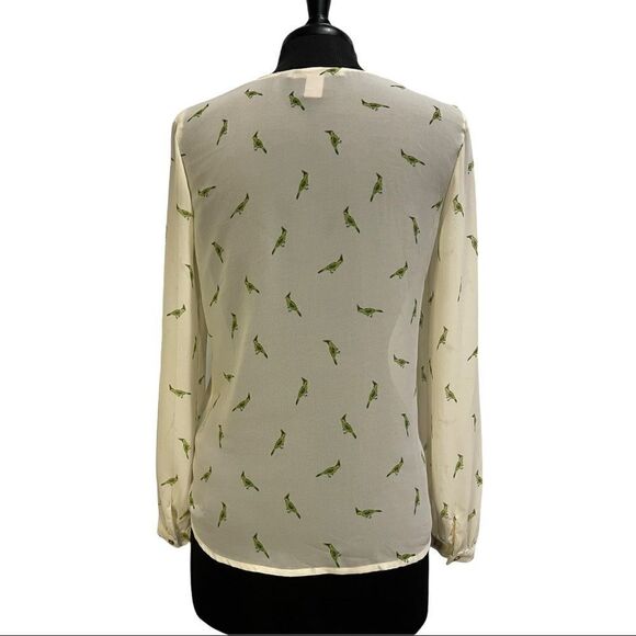 𝅺forever21 Sheer Parrot Print Blouse Sz S - Picture 6 of 13